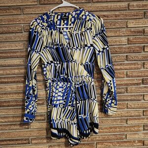 Geometric Blue and Yellow Dress